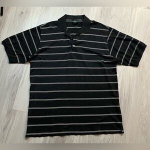 Hugo Boss Black and White Striped Polo Shirt